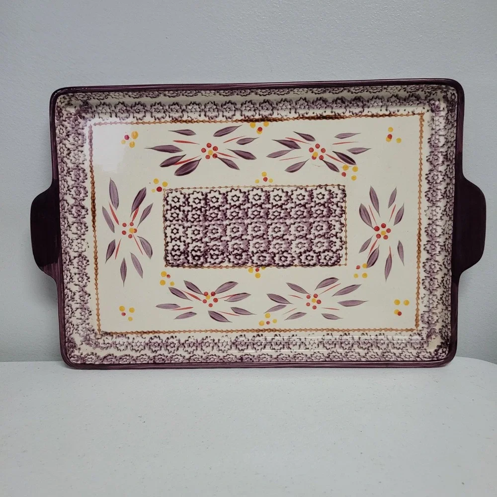 Temp-tations Old World Purple Rectangular Serving Tray Platter Cottagecore